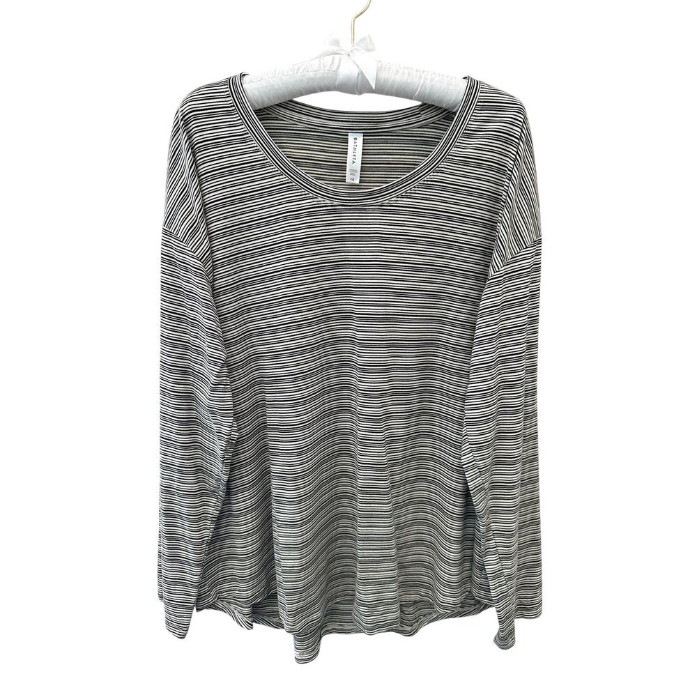 ATHLETA Cloudlight Stratus Striped Top Modal Scoop Neck Long Sleeve | 1X